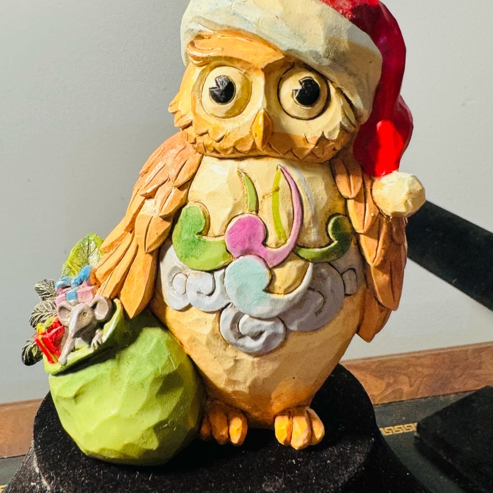 Jim Shore Heartwood Creek 3" Owl With Santa Hat Toy Bag Christmas Figure 4041105 - Picture 2 of 4